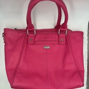 Fucshia Pink leather Jewel purse shoulder bag by Thirty-One.